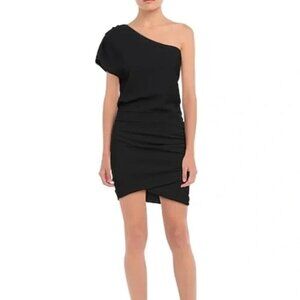 IRO Davov One-Shoulder Envelope Hem Dress Size 38 M Black NWT